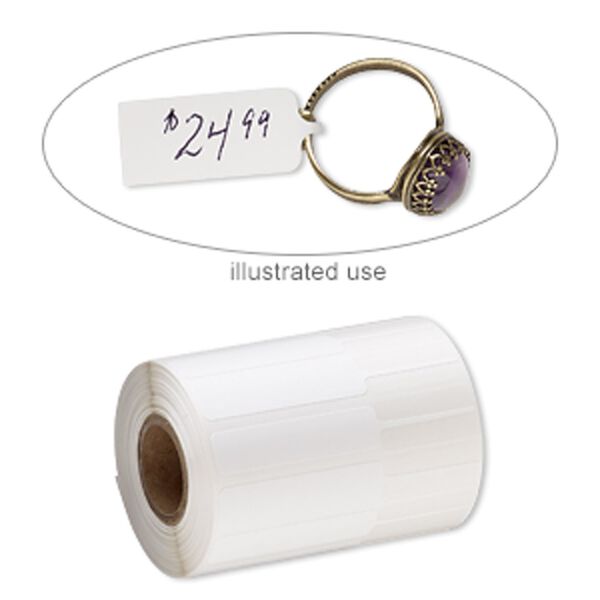 Adhesive label thermal transfer 1pkg100 polyester, white, 3-1/4 x 1/2 inches unfolded. image number 0
