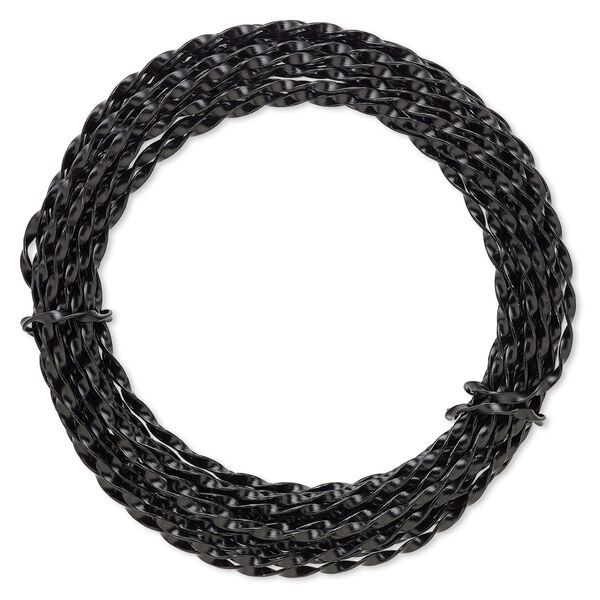 Wire, anodized aluminum, black, 3mm twisted, 16 gauge. Sold per pkg of 10 meters. image number 0