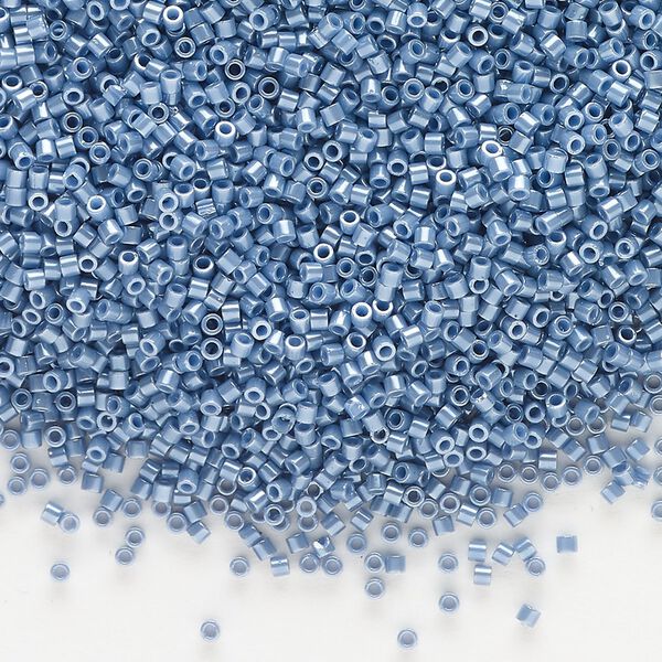 Seed bead, Delica®, glass, pkg/7.5g, #15 round, opaque glazed luster blueberry (DBS-0267-1). image number 0