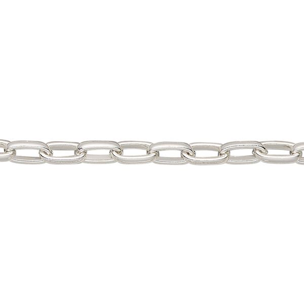 Chain, silver-plated steel, 4mm paperclip. Sold per pkg of 50 feet. image number 0