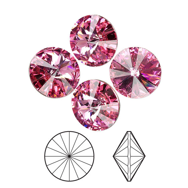 Chaton 144pk rose foil back, Swarovski® 14mm rivoli 1122 image number 0