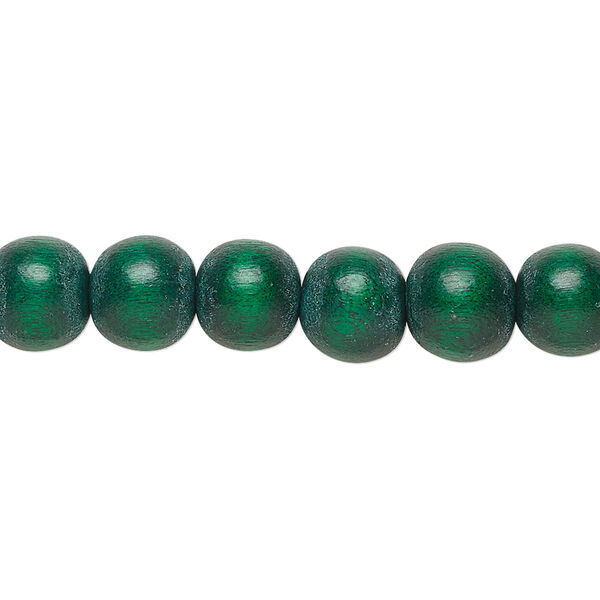 Bead, Taiwanese cheesewood (dyed / waxed), dark green, 7-8mm round. Sold per pkg of (2) 15-1/2" to 16" strands. image number 0