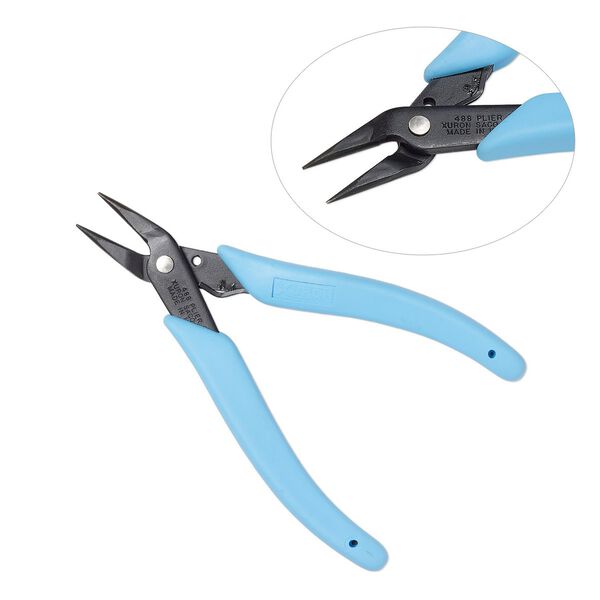 Pliers, Xuron®, #488, round-nose, steel and rubber, light blue, 5-1/2 inches. Sold individually. image number 0