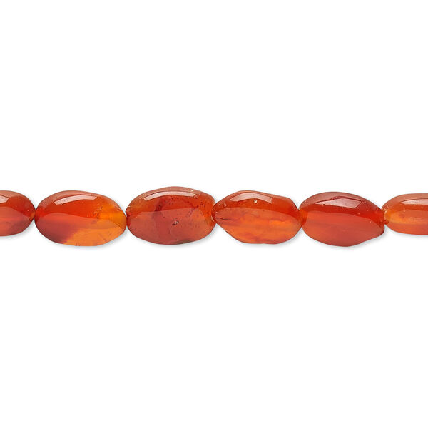 Carnelian 1pkg1, hand-cut flat oval bead 15.5-16 inch 9x7mm image number 0