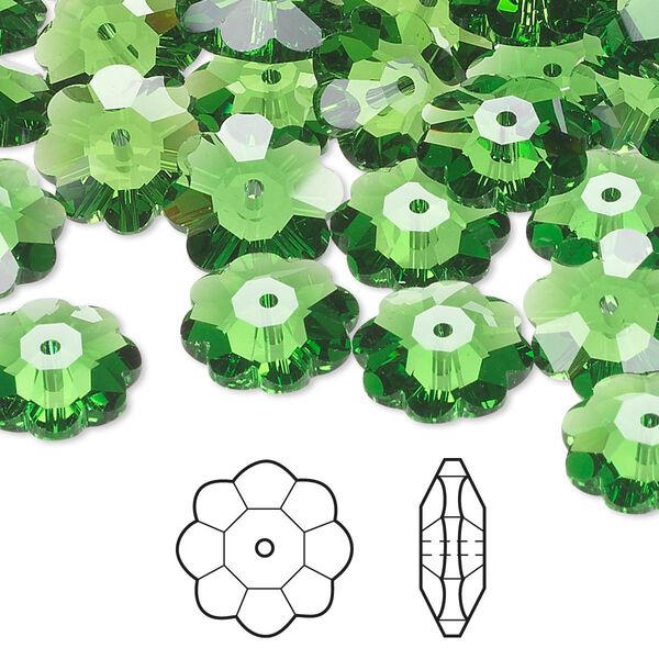 Margarita flower 144pk fern green, Swarovski® 12x4mm 3700 image number 0