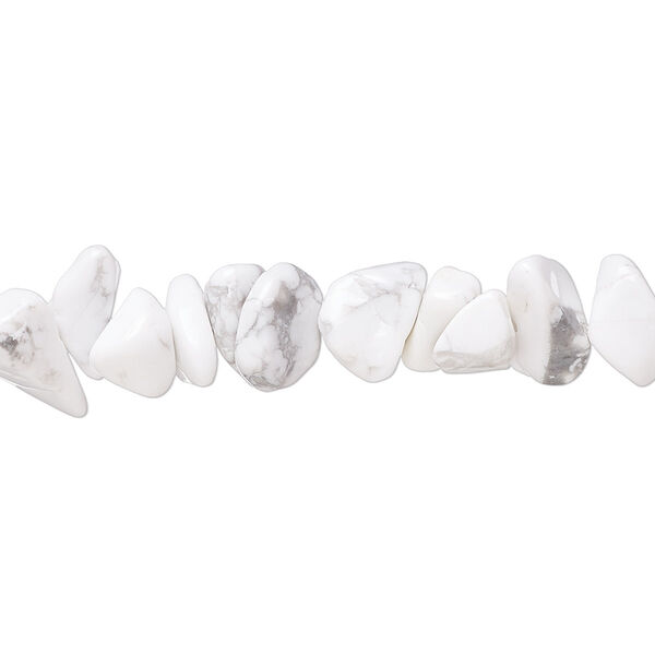 Bead, white howlite (natural), medium chip, B grade, Mohs hardness 3 to 3-1/2. Sold per 15-inch strand. image number 0