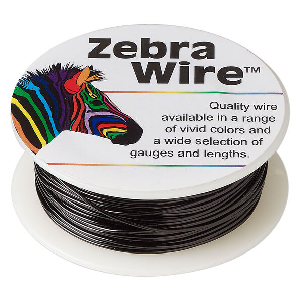 Wire, Zebra Wire™, color-coated copper, black, round, 20 gauge. Sold per 1/4-pound spool, approximately 26 yards (24 meters). image number 0