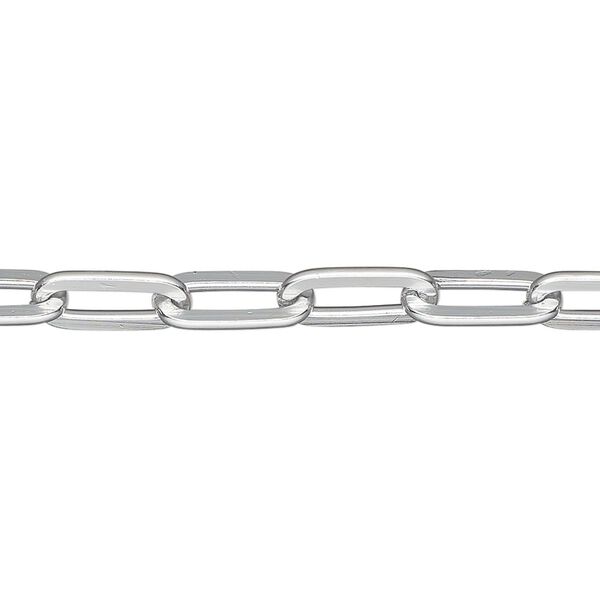 Chain, anodized aluminum, silver, 5.5mm paperclip. Sold per pkg of 25 feet. image number 0