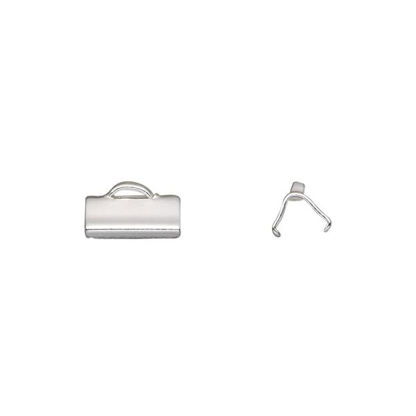 Ribbon crimp end, sterling silver, 10x5.5mm smooth rectangle. Sold individually. image number 0