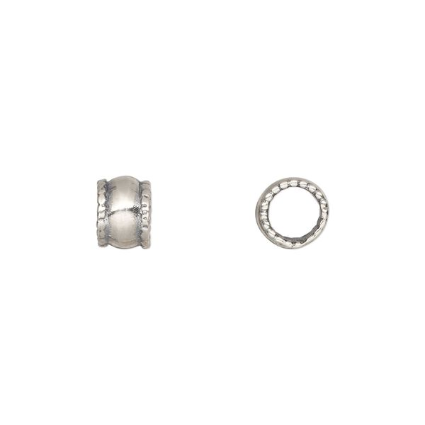 Bead, Dione® and JBB Findings, antiqued sterling silver, 7x6mm beaded rondelle. Sold per pkg of 4. image number 0
