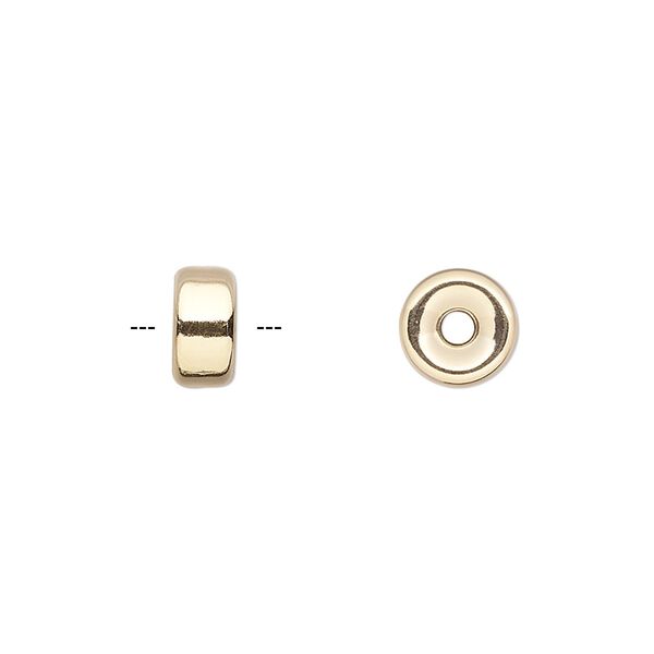 Bead, 14Kt gold, 7x3.5mm flat rondelle. Sold individually. image number 0