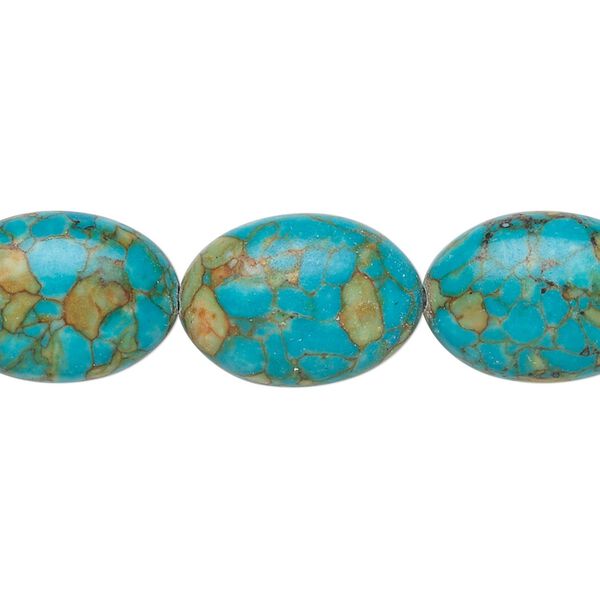 Mosaic "turquoise" (magnesite) 1pkg1, oval bead 15.5-16 inch 18x13mm image number 0