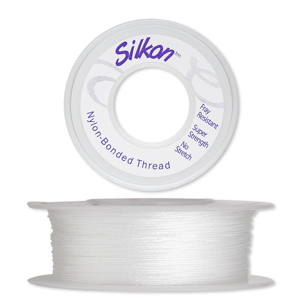 Thread, Silkon®, bonded nylon, medium-weight #2, white. Sold per 20-yard spool. image number 0