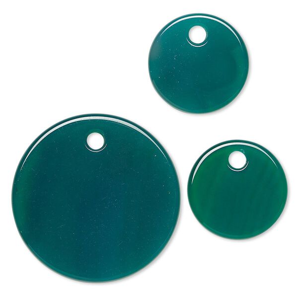 Green agate 1pkg3, flat round drop 30mm / 18mm image number 0
