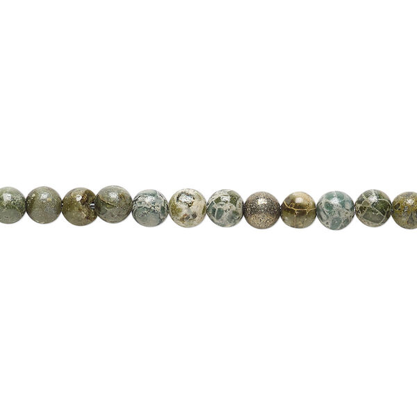 Green brecciated jasper 1pkg1, round bead natural 15.5-16 inch 4mm image number 0