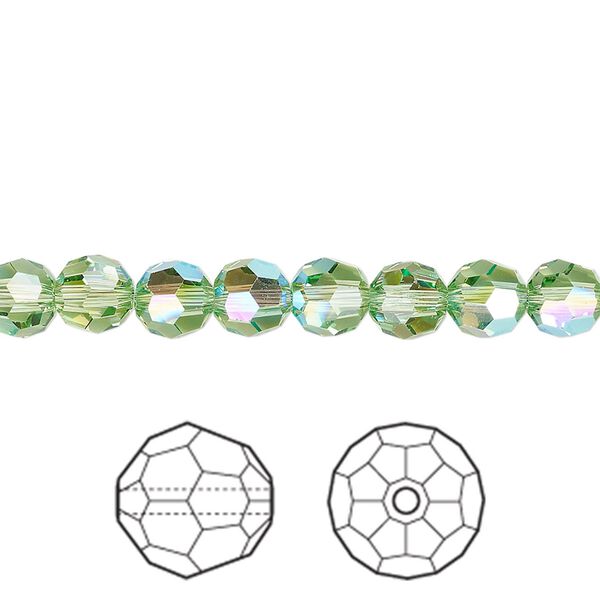 Bead 12pk peridot shimmer, Crystal Passions® 6mm round 5000 image number 0