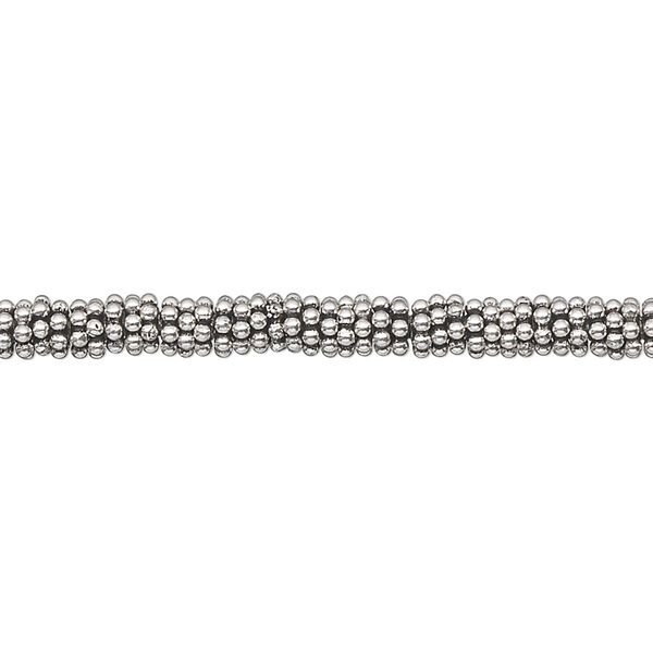 Bead, antiqued sterling silver, 4x1mm beaded rondelle. Sold per 1-troy ounce pkg, approximately 300-320 beads. image number 0