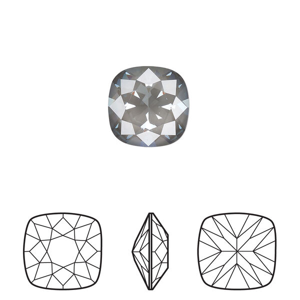 Fancy stone 1pk crystal dark grey ignite LacquerPRO, Crystal Passions® 12mm cushion 4470 image number 0