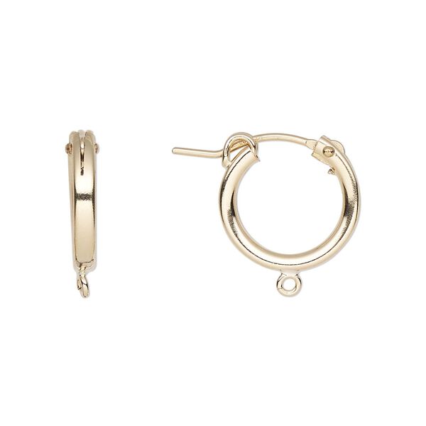 Earring hoop 1pkg2 14Kt gold-filled, 15mm round / latch-back / open loop, 20 gauge 1 pair image number 0