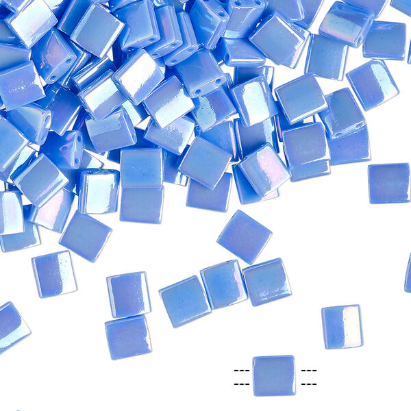 Seed bead, TILA®, glass, pkg/40g, 5mm full tila square, opaque rainbow hydrangea, (TL-483). image number 0