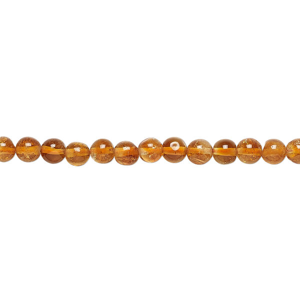 Citrine 1pkg1, hand-cut round bead 15.5-16 inch 4mm image number 0