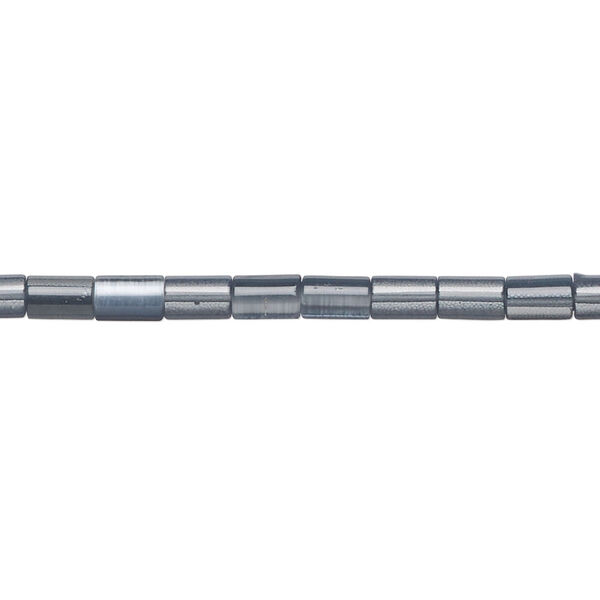 Bead, cat's eye glass (fiber optic glass), midnight blue, 5x3mm round tube. Sold per 15-inch strand. image number 0