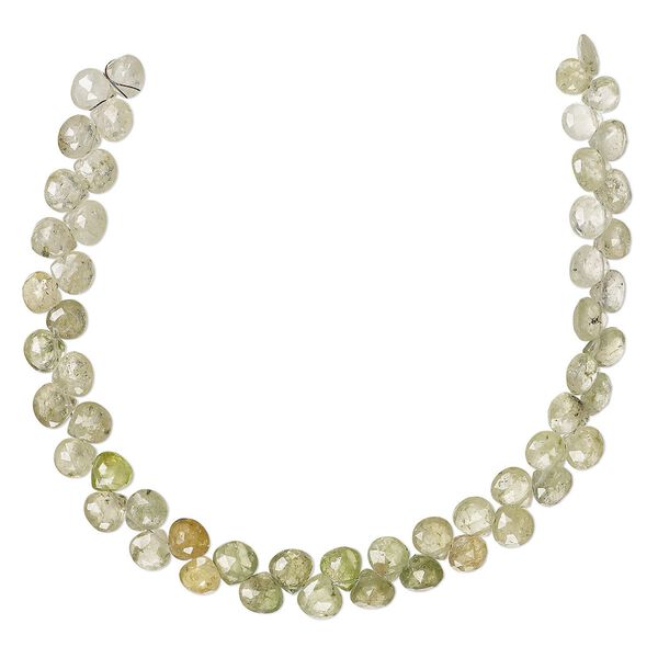 Grossularite garnet 1pkg1, hand-cut top-drilled faceted puffed teardrop bead natural 8 inch 5x4mm-7x7mm image number 0