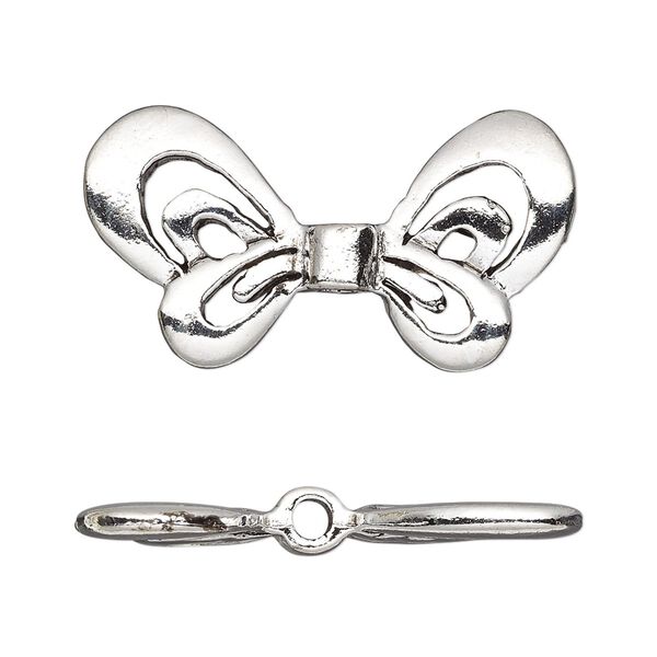 Bead, antique silver-plated pewter (tin-based alloy), 33.5x18mm open wings. Sold individually. image number 0