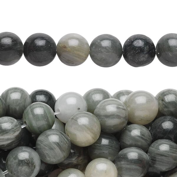 Green line jasper 1pkg10, round bead natural 15.5-16 inch 8mm image number 0