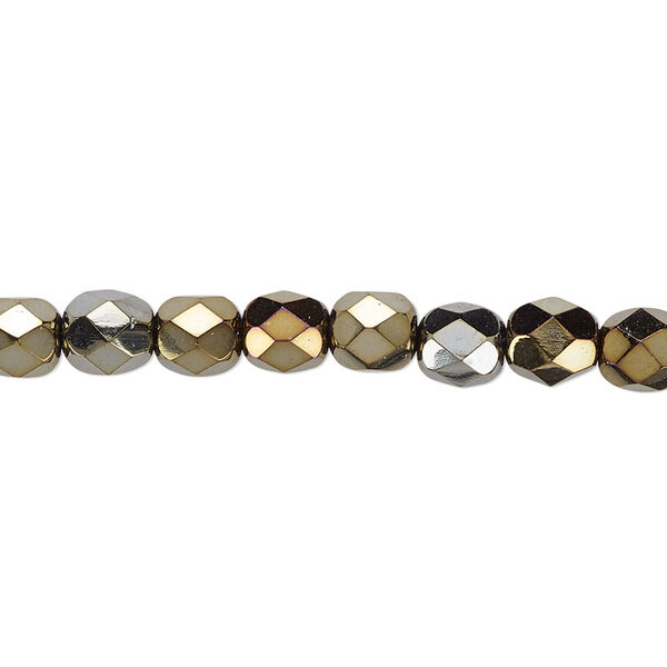 Bead, Czech fire-polished glass, opaque iris brown, 6mm faceted round. Sold per 15-1/2" to 16" strand. image number 0