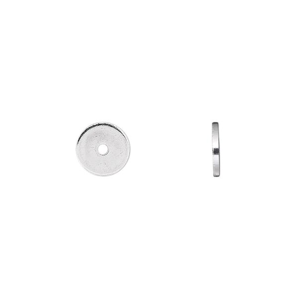 Bead, silver-finished steel, 8x1mm heishi. Sold per pkg of 100. image number 0
