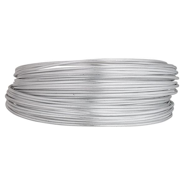 Wire, anodized aluminum, silver, textured round with crosshatch pattern, 12 gauge. Sold per pkg of 45 feet. image number 0