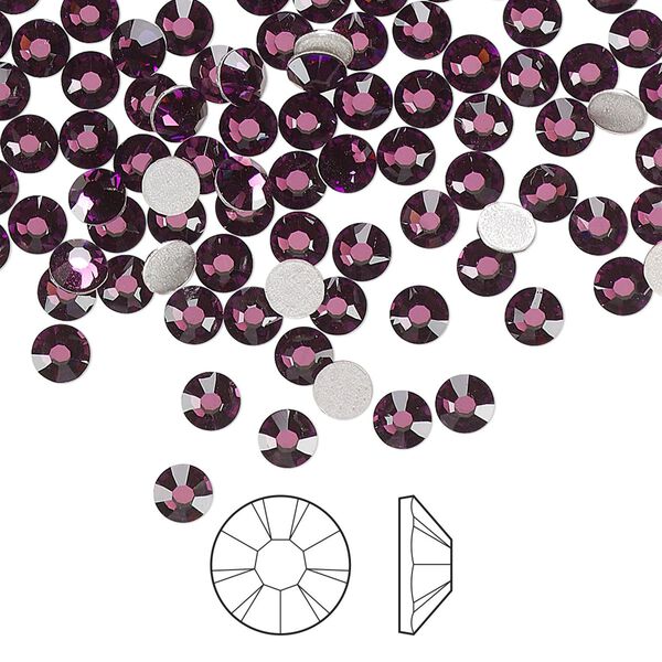 Flat back 1440pk amethyst foil back, Preciosa MAXIMA Czech crystal hotfix rhinestone 3.8-4mm chaton rose round SS16 image number 0