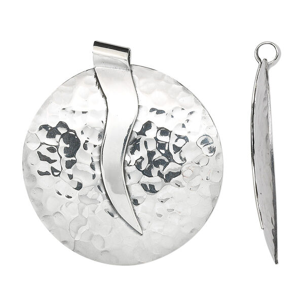 Focal, Hill Tribes, fine silver, 44mm hammered flat round. Sold individually. image number 0