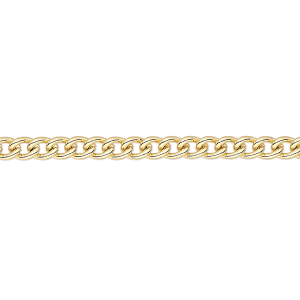 Chain, gold-plated steel, 3.2mm curb. Sold per pkg of 5 feet. image number 0