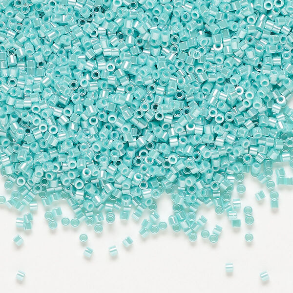 Seed bead, Delica®, glass, pkg/250g, #15 round, opaque luster sea opal (DBS-1567). image number 0
