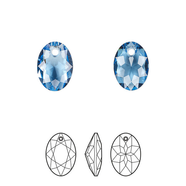 Drop 2pk cool blue, Crystal Passions® Regenerated 11.5mm pendant elliptic cut 6438 image number 0