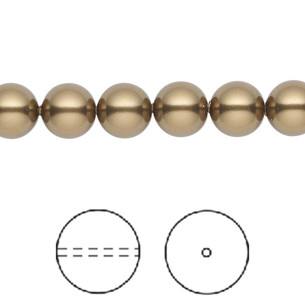 Pearl 250pk antique brass, Swarovski® 8mm round 5810 image number 0