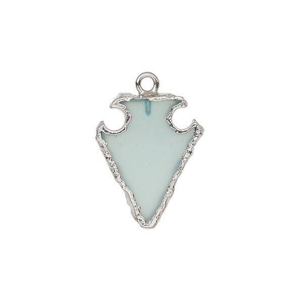 Chalcedony / sterling silver 1pkg1, hand-cut electroplated arrowhead drop 20x15mm image number 0
