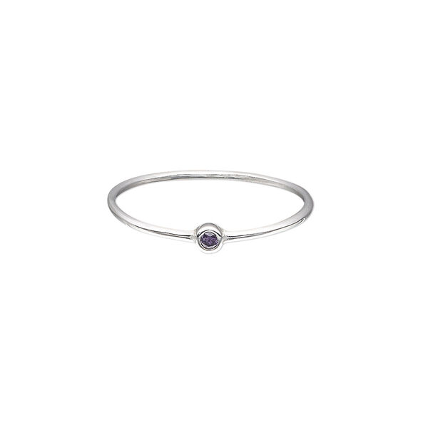 Ring, Create Compliments®, cubic zirconia and sterling silver, amethyst purple, 3mm wide, size 9. Sold individually. image number 0
