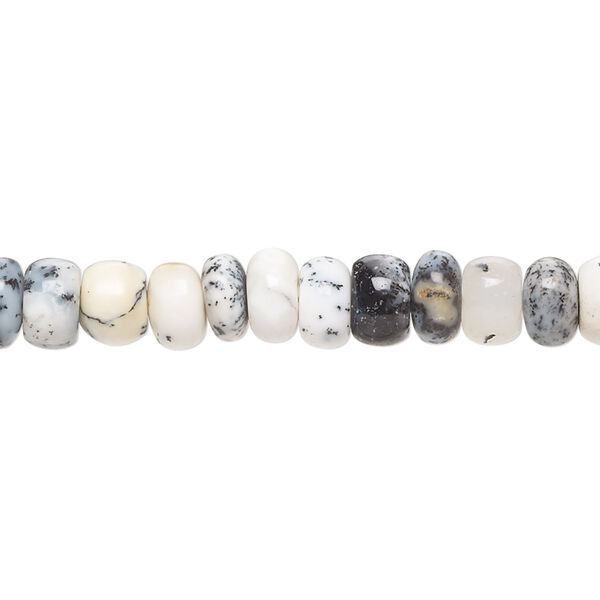 Dendritic opal 1pkg1, hand-cut rondelle bead natural B grade, 8 inch 7x3mm-8x6mm image number 0