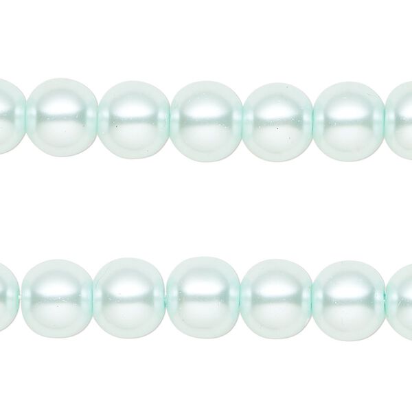 Bead, glass pearl, light blue, 8mm round. Sold per pkg of (2) 15-inch strands, approximately 100 beads. image number 0