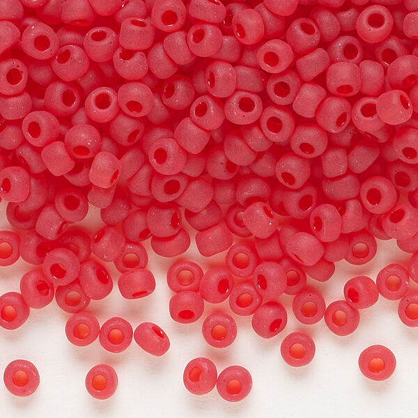 Seed bead, Dyna-Mites™, glass, transparent matte red, #6 round. Sold per 1/2 kilogram pkg. image number 0