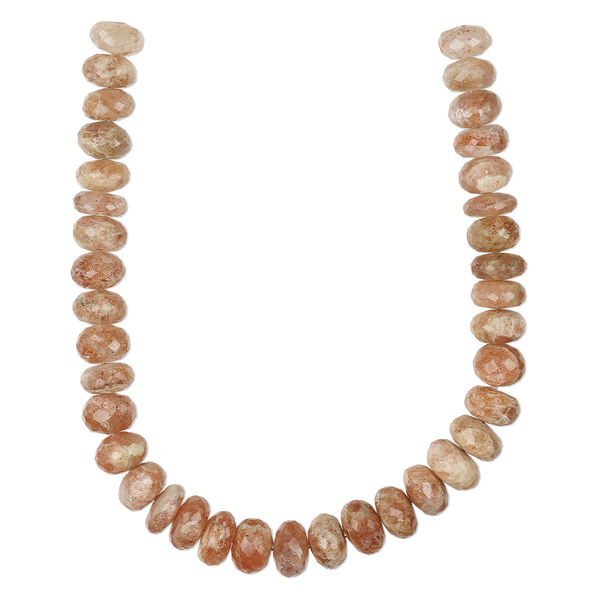 Sunstone 1pkg1, hand-cut faceted rondelle bead natural 8 inch 9x5mm-11x8mm image number 0