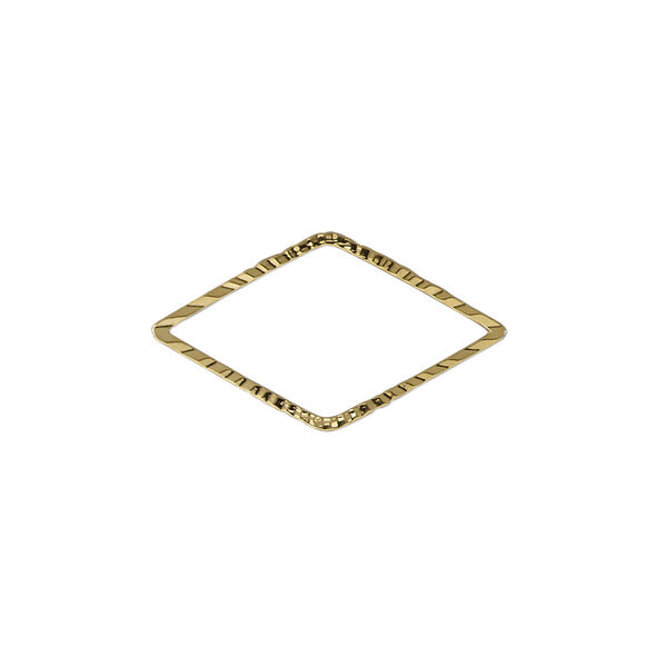 Component, gold-plated brass, 23x13mm single-sided diamond-cut open diamond, 1.3mm thick. Sold per pkg of 100. image number 0