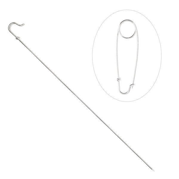 Brooch pin, silver-finished brass, 7-1/8 inches. Sold per pkg of 2. image number 0