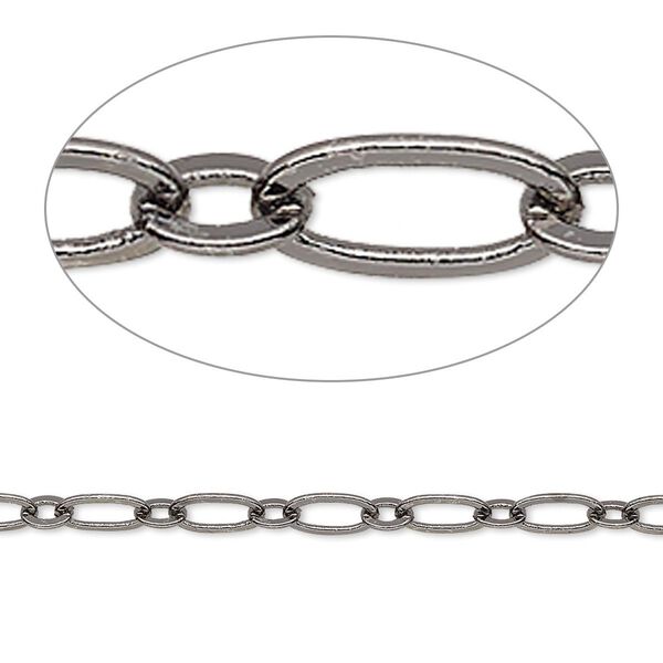 Chain, gunmetal-plated brass, 3.5mm long and short oval. Sold per pkg of 5 feet. image number 0