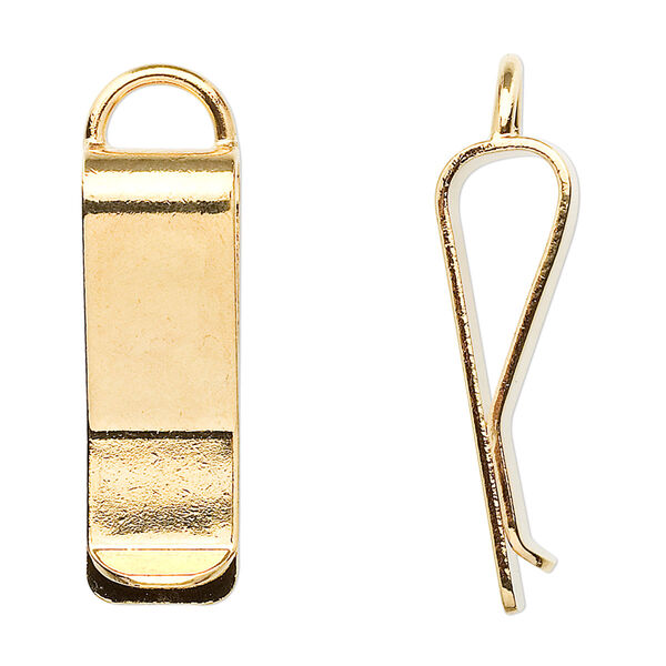 Bookmark clip, gold-plated brass, 30x10mm with loop. Sold per pkg of 2. image number 0