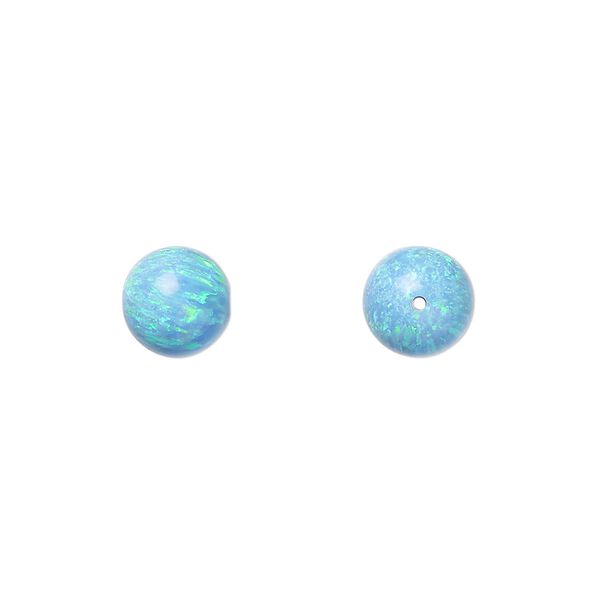 Bead, "opal" (silica and epoxy) (man-made), turquoise blue, 8mm round. Sold individually. image number 0