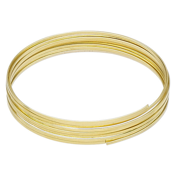 Memory wire, Beadalon®, gold-plated carbon steel, 2-1/4 inch flat bracelet, 1x0.5mm-1.2x0.6mm flat. Sold per 0.35-ounce pkg, approximately 12 loops. image number 0